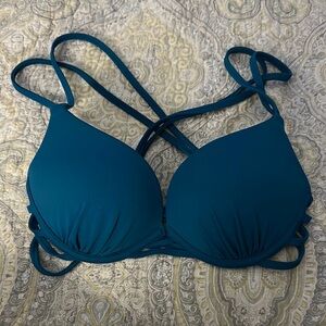 Shade & Shore Blue Bra with Adjustable Straps and Criss-Cross Design